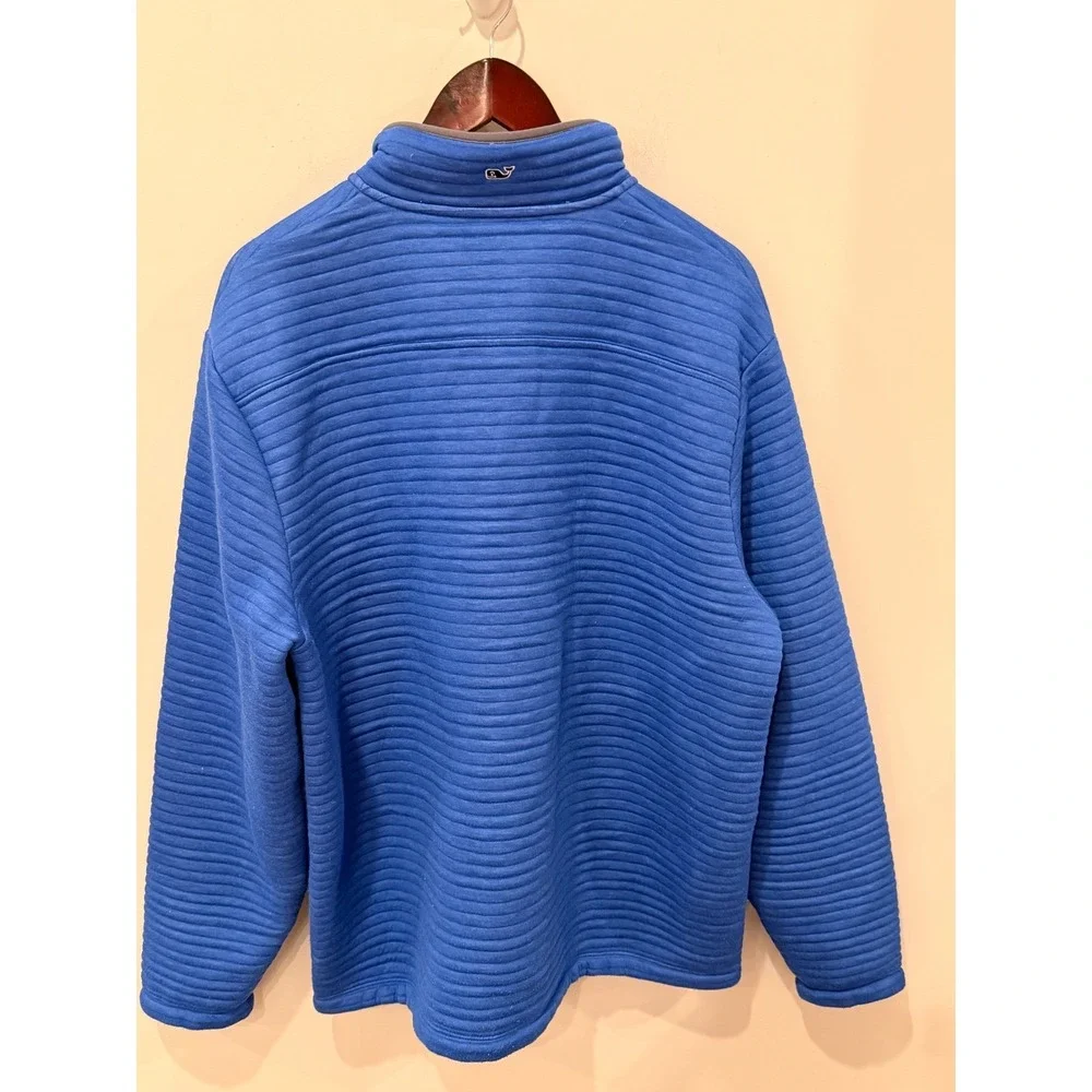 Vineyard Vines Mens XL Blue Ribbed Snap Mock Neck Pullover 1K004307